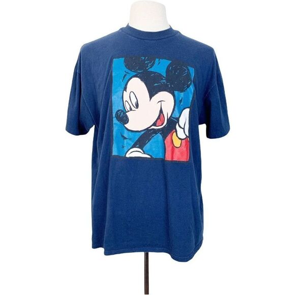 Vintage Mickey Mouse T-Shirt Blue Disney Store Single Stitch - Picture 1 of 6